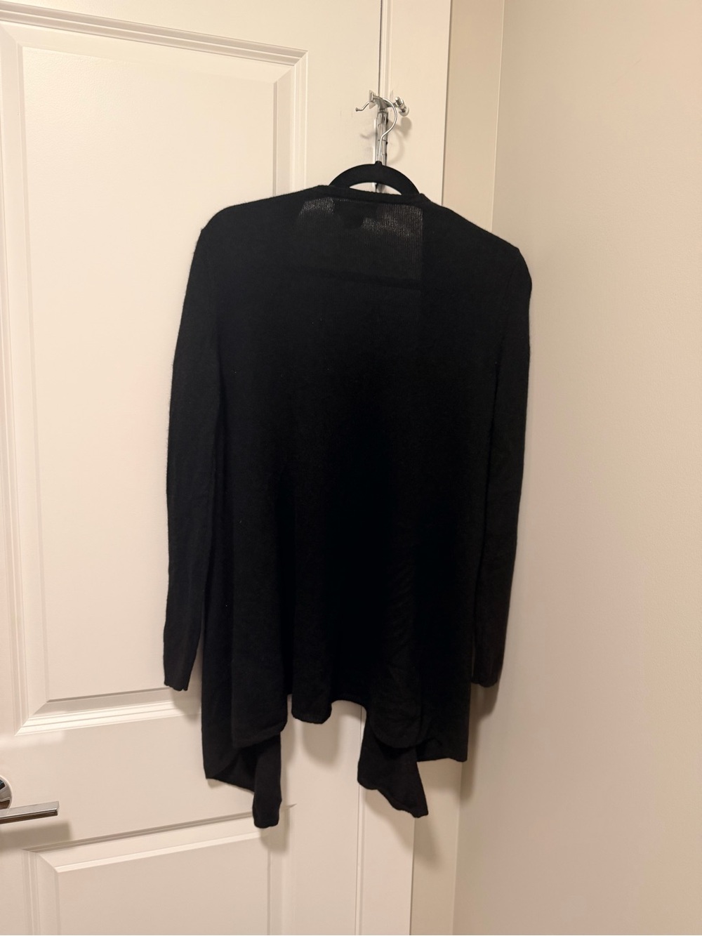 C by Bloomingdale's 100% Cashmere Black Open-Front Draped Cardigan Size S